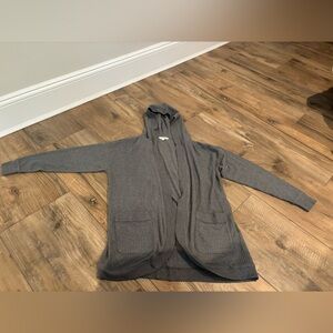 Lucky Brand Charcoal Hooded Cardigan size small NWOT waffle
